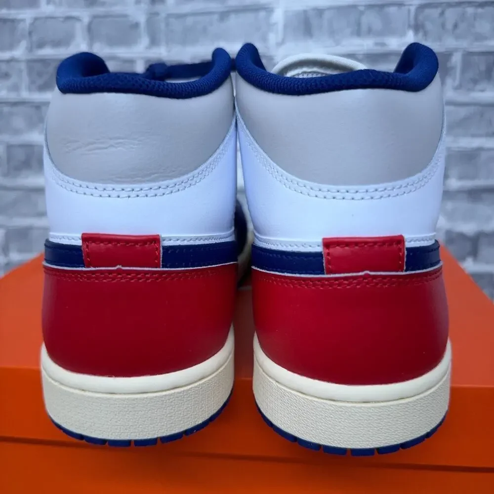 Nike Air Jordan 1 Mid Rare Air White Deep Royal Red USA DQ8426-102 Mens 11.5